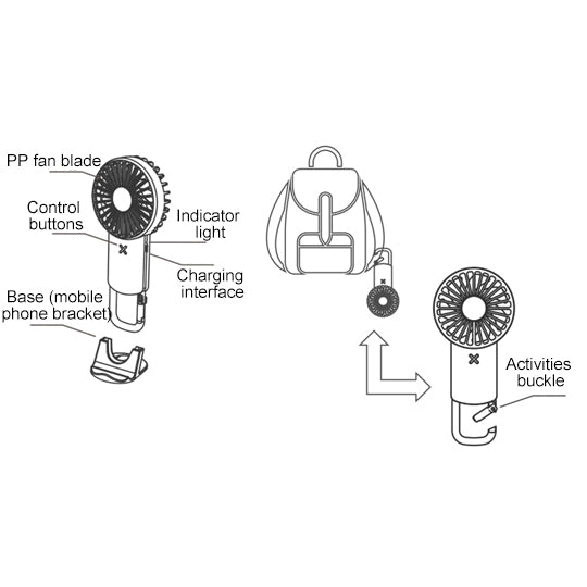 LT-S3163 Carabiner Portable Fan(Pink)