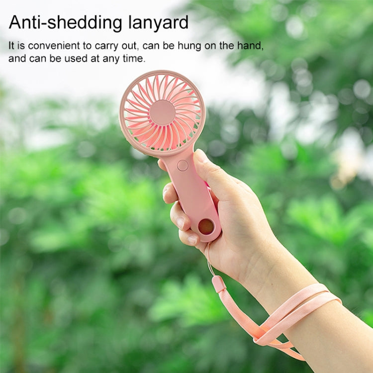 HTL-06 1-3W USB Interface 3-speed Control Rechargeable Portable Ultra-thin Handheld Fan with Lanyard(Pink)