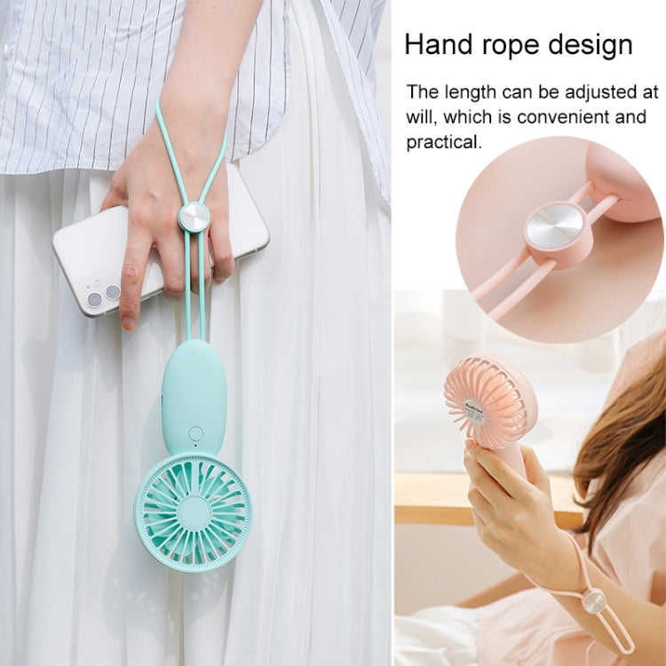 LLD-22 1-5W Portable 5 Speed Control USB Charging Double Leaf Handheld Fan with Lanyard