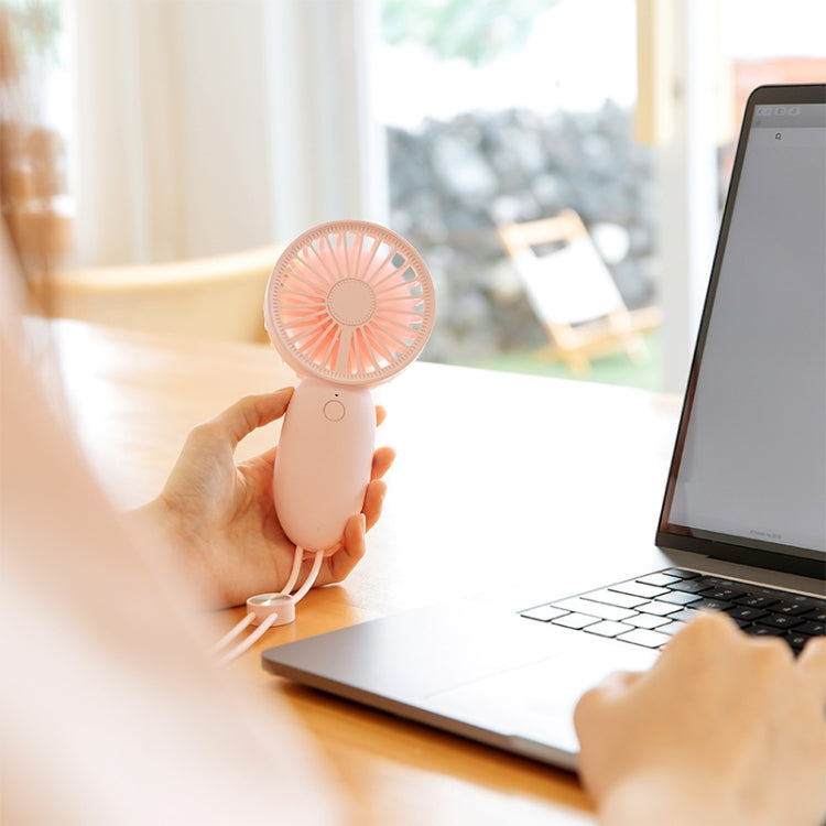 LLD-22 1-5W Portable 5 Speed Control USB Charging Double Leaf Handheld Fan with Lanyard