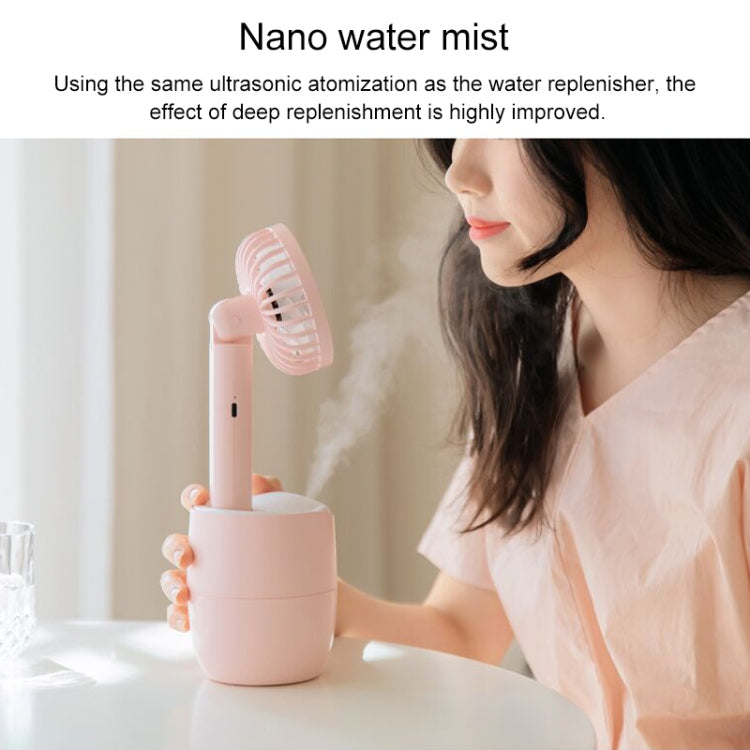 LLD-21 3.2-5.2W Splittable Shakeable 3-speed Control Cool Handheld Fan with Humidifier + Charging + Storage Integrated Base, Water Tank Capacity: 300ml(Pink)