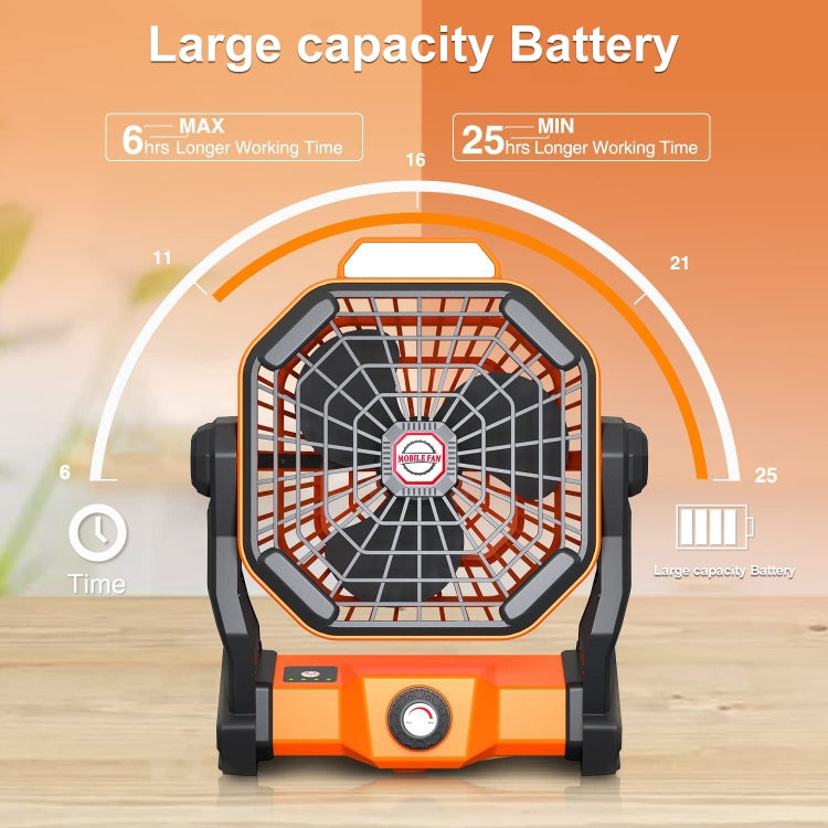 X20 Portable Outdoor Camping USB Charging Stepless Speed Regulation Fan with LED Light(Orange)