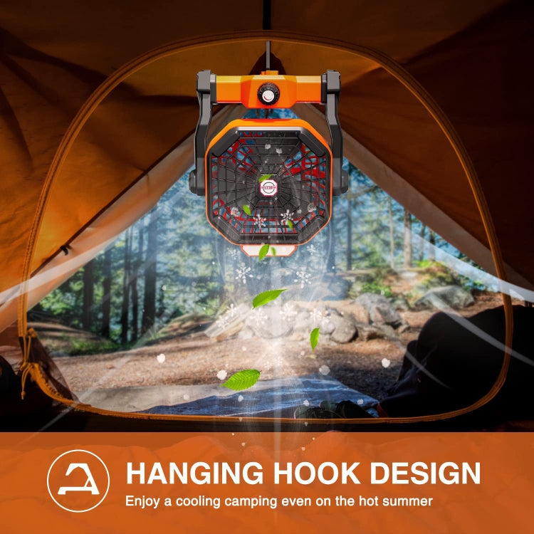 X20 Portable Outdoor Camping USB Charging Stepless Speed Regulation Fan with LED Light(Orange)