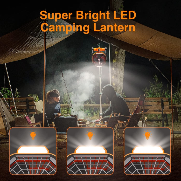 X20 Portable Outdoor Camping USB Charging Stepless Speed Regulation Fan with LED Light(Orange)