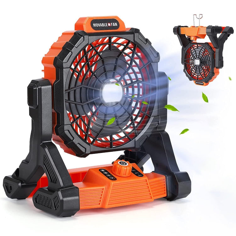 X25 Portable Outdoor Camping USB Charging Stepless Speed Regulation Fan with LED Light (Orange)