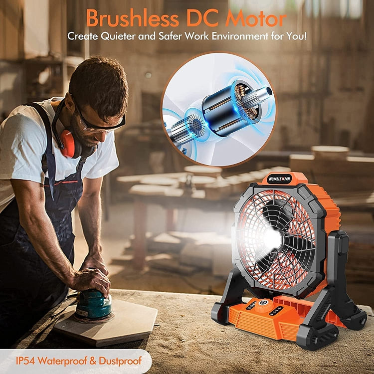 X25 Portable Outdoor Camping USB Charging Stepless Speed Regulation Fan with LED Light (Orange)