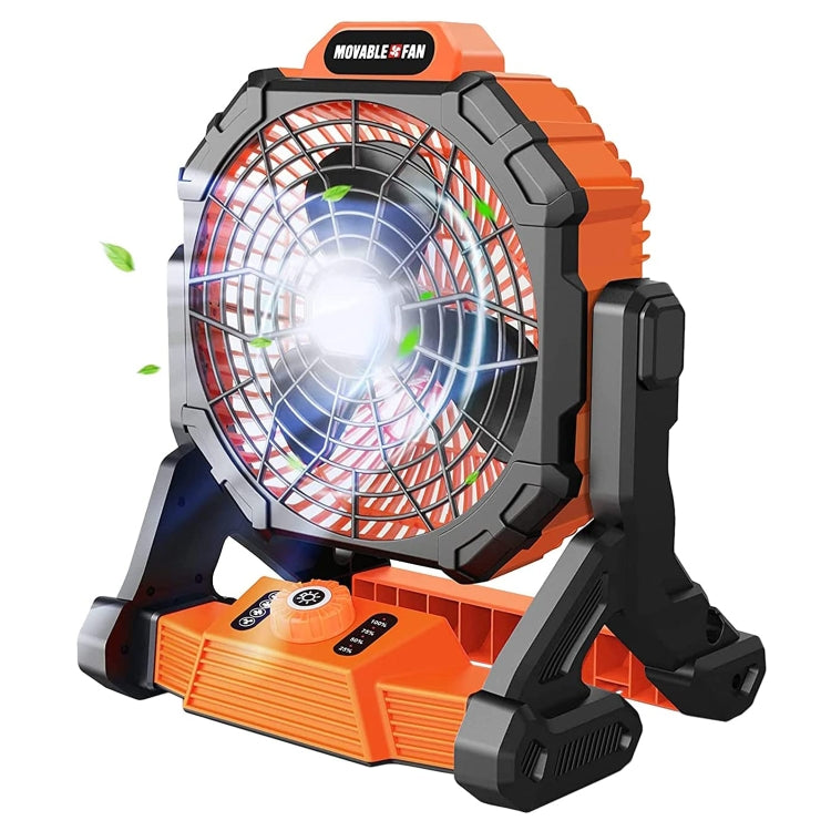 X30 Portable Outdoor Camping USB Charging Stepless Speed Regulation Fan with LED Light (Orange)