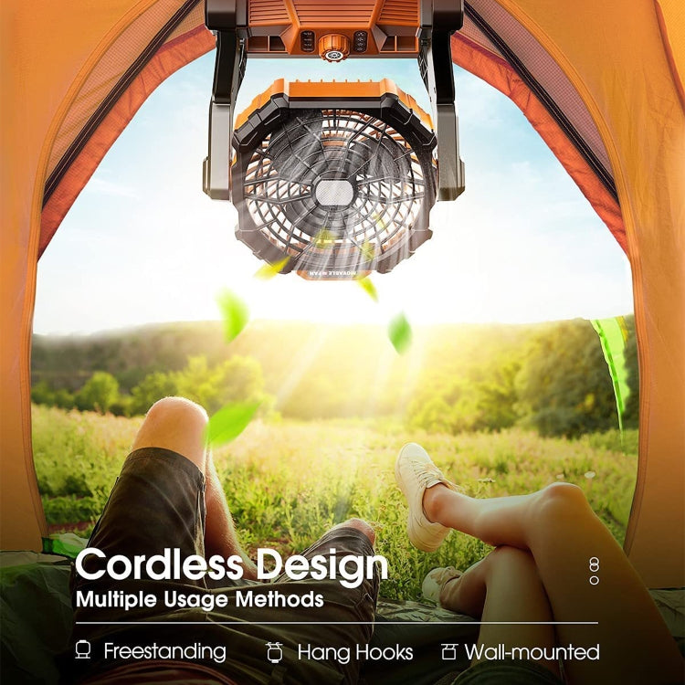 X30 Portable Outdoor Camping USB Charging Stepless Speed Regulation Fan with LED Light (Orange)