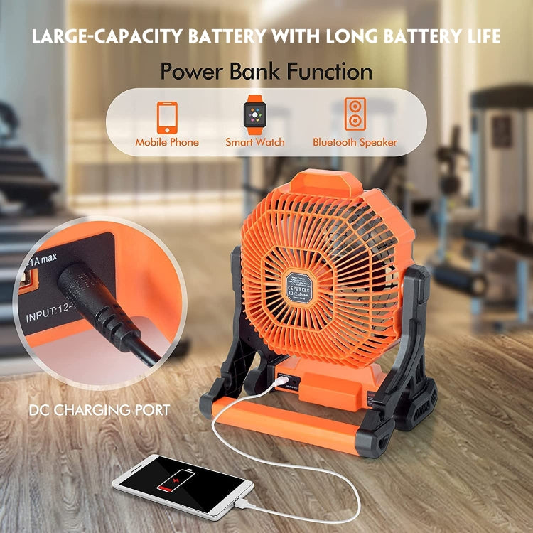 X30 Portable Outdoor Camping USB Charging Stepless Speed Regulation Fan with LED Light (Orange)
