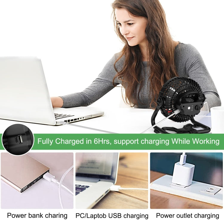 X41 Portable Outdoor Camping USB Charging Fan with LED Light (Black)