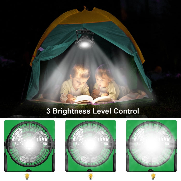 X41 Portable Outdoor Camping USB Charging Fan with LED Light (Black)