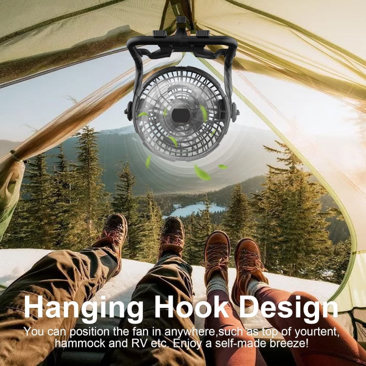 X41 Portable Outdoor Camping USB Charging Fan with LED Light (Black)