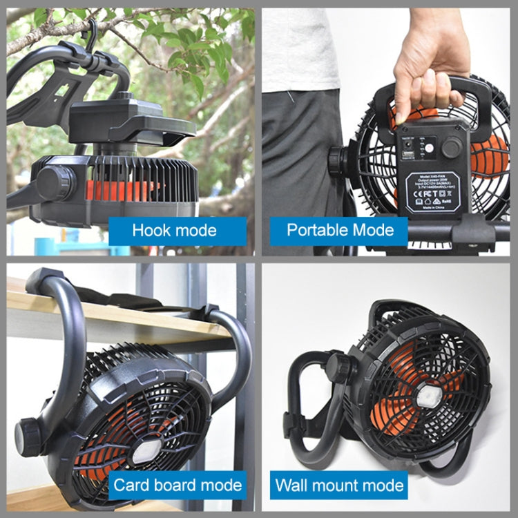 X45 Portable Outdoor Camping USB Charging Stepless Speed Regulation Fan with LED Light (Black)
