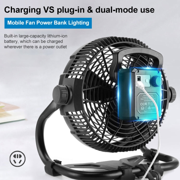 X45 Portable Outdoor Camping USB Charging Stepless Speed Regulation Fan with LED Light (Black)