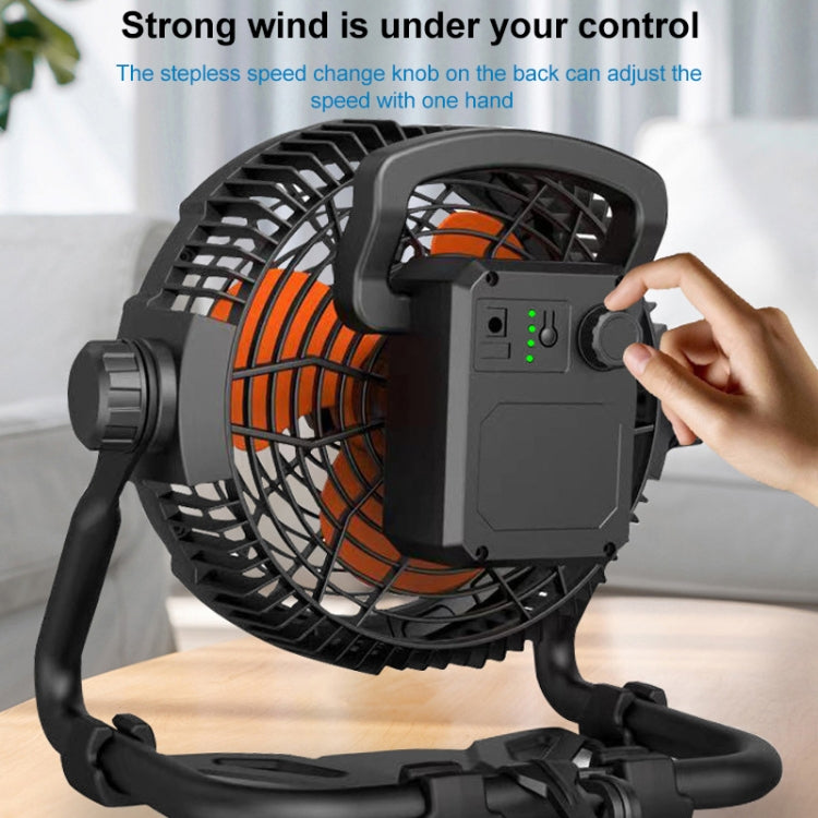 X45 Portable Outdoor Camping USB Charging Stepless Speed Regulation Fan with LED Light (Black)