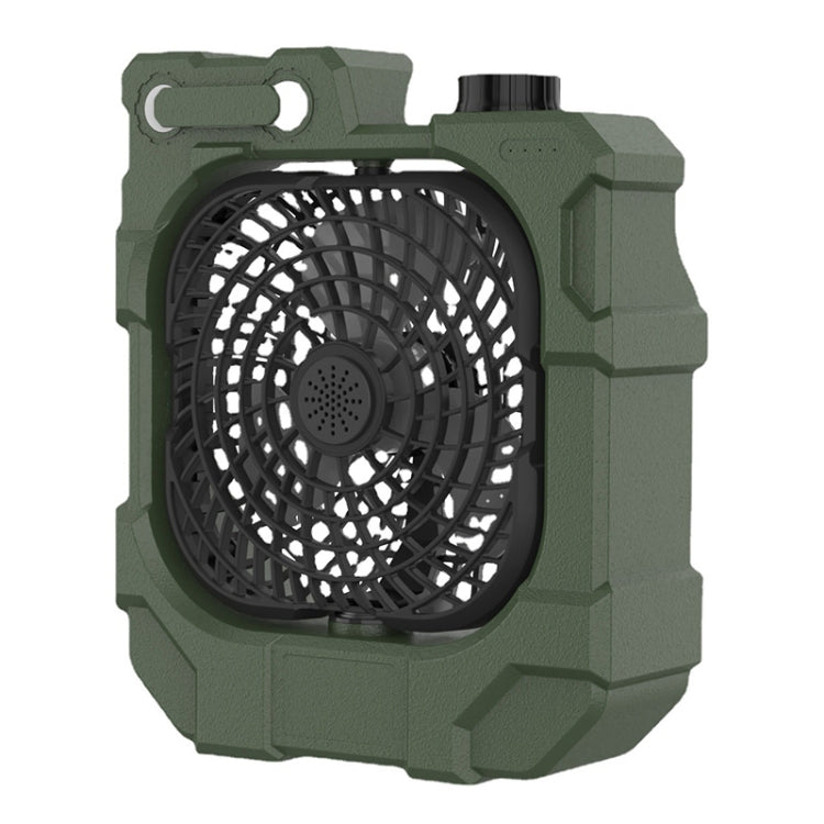 X50 Portable Outdoor Camping USB Charging Stepless Speed Regulation Fan with LED Light (Army Green)