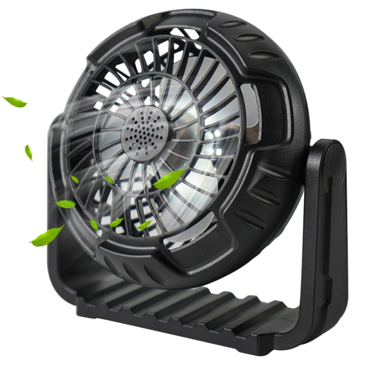 X60 Portable Outdoor Camping USB Charging Stepless Speed Regulation Fan with LED Light (Black)