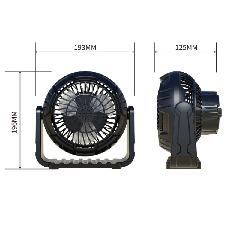 X60 Portable Outdoor Camping USB Charging Stepless Speed Regulation Fan with LED Light (Black)