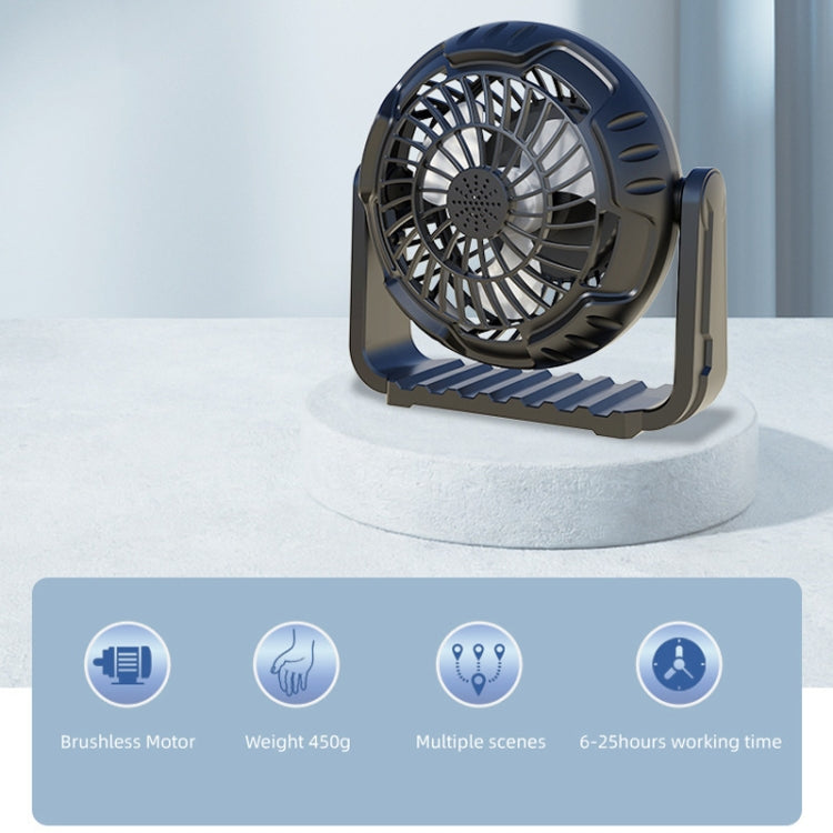 X60 Portable Outdoor Camping USB Charging Stepless Speed Regulation Fan with LED Light (Black)
