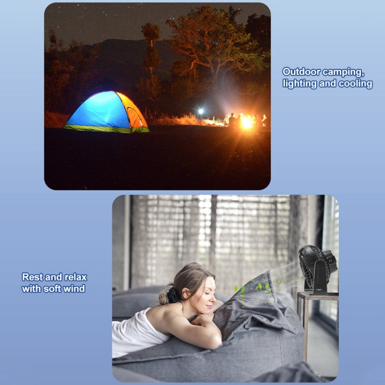 X60 Portable Outdoor Camping USB Charging Stepless Speed Regulation Fan with LED Light (Black)