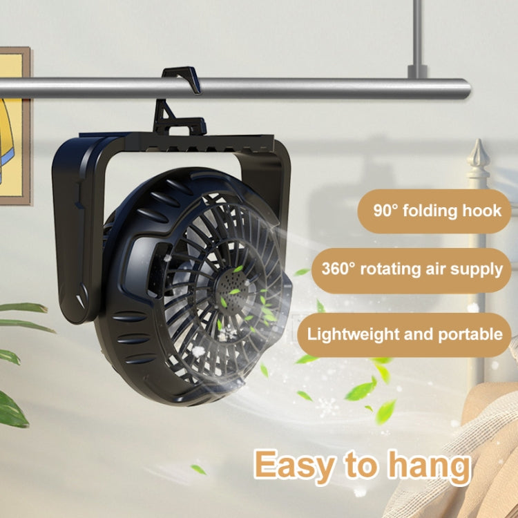X60 Portable Outdoor Camping USB Charging Stepless Speed Regulation Fan with LED Light (Black)