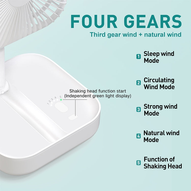 Multi-functional Portable Folding Fan with 80 Degrees Shaking Head & Four Air Supply Modes