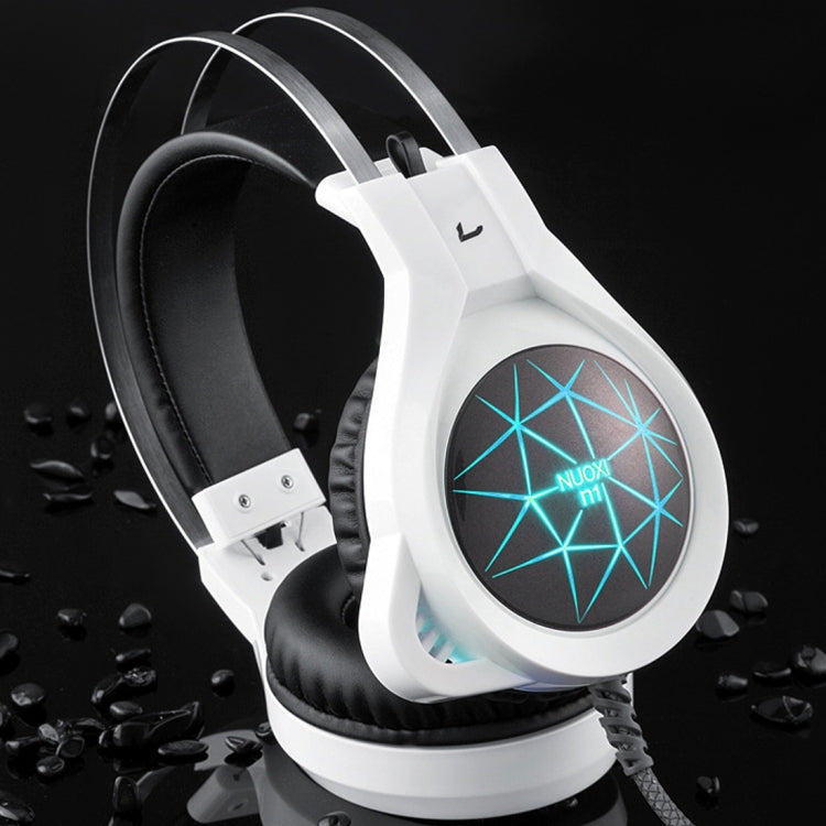 NUOXI N1 Gaming Headset 3.5mm Wired Bass Stereo Noise Isolation with Microphone 7 Colour Breathing LED Lighting Headphone for PC Computer Games
