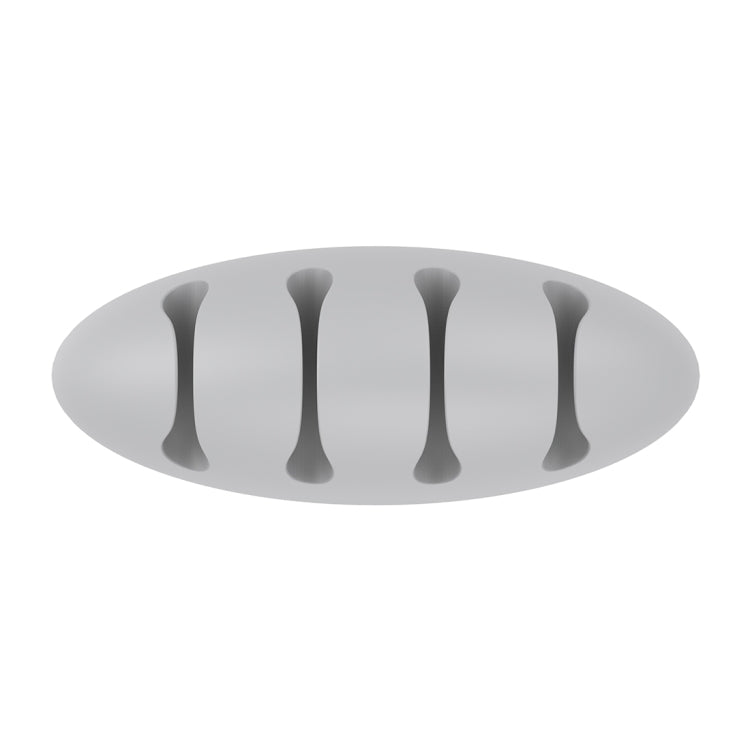 Silicone Cute Dinosaur Egg Shape Four Holes Desktop Cable Clips Cable Winder with Aluminum Alloy Base, Size: 8.0 x 3.5 x 3.2cm(Grey)