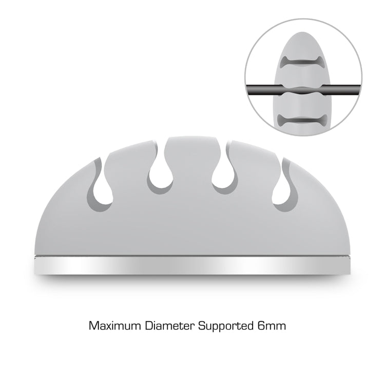 Silicone Cute Dinosaur Egg Shape Four Holes Desktop Cable Clips Cable Winder with Aluminum Alloy Base, Size: 8.0 x 3.5 x 3.2cm(Grey)