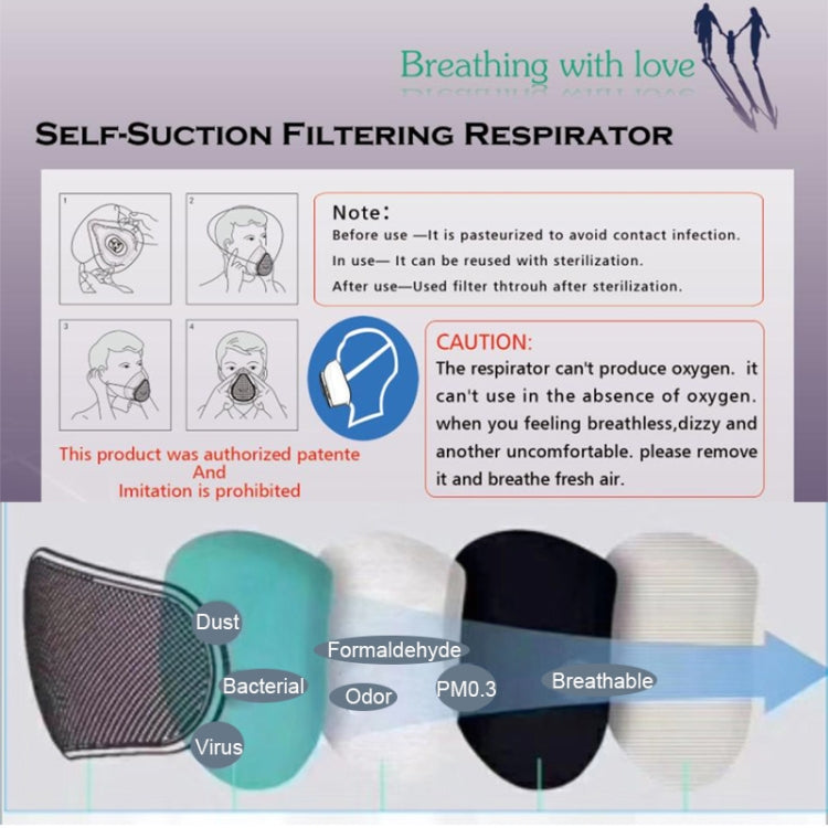 HAMTOD S9 Self-suction Filtering Respirator KN95 Replaceable Filter Antivirus Anti-fog Face Mask