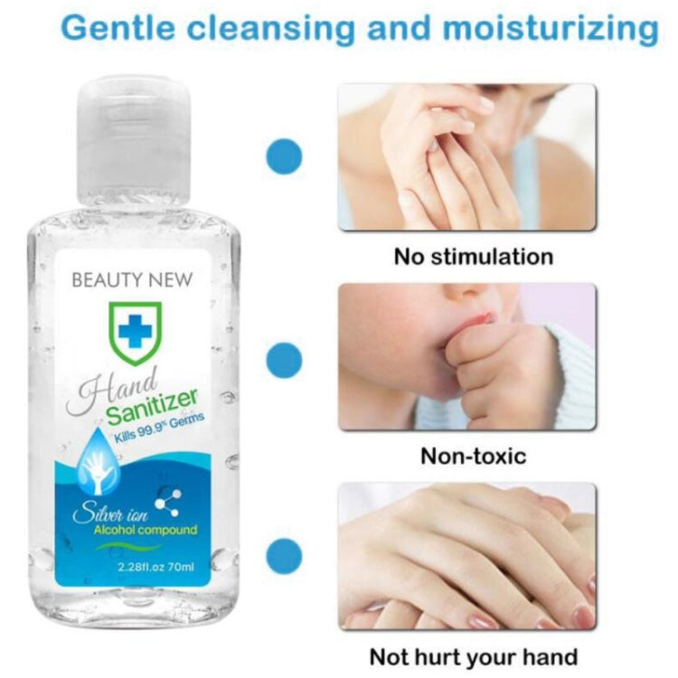 10 PCS 70ml Portable Rinse Free Silver Ion Alcohol Quick-drying Antibacterial Hand Sanitizing Gel