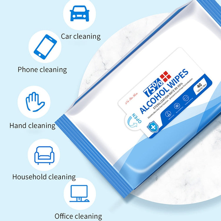 70 Packs 75 Percent Disposable Hand Wipe Skin Clean Alcohol Wipes Disinfection Wet Wipes, English Version