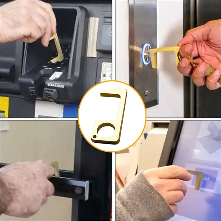 2 PCS Portable Quarantine Virus Open Door Press Elevator Key Ring