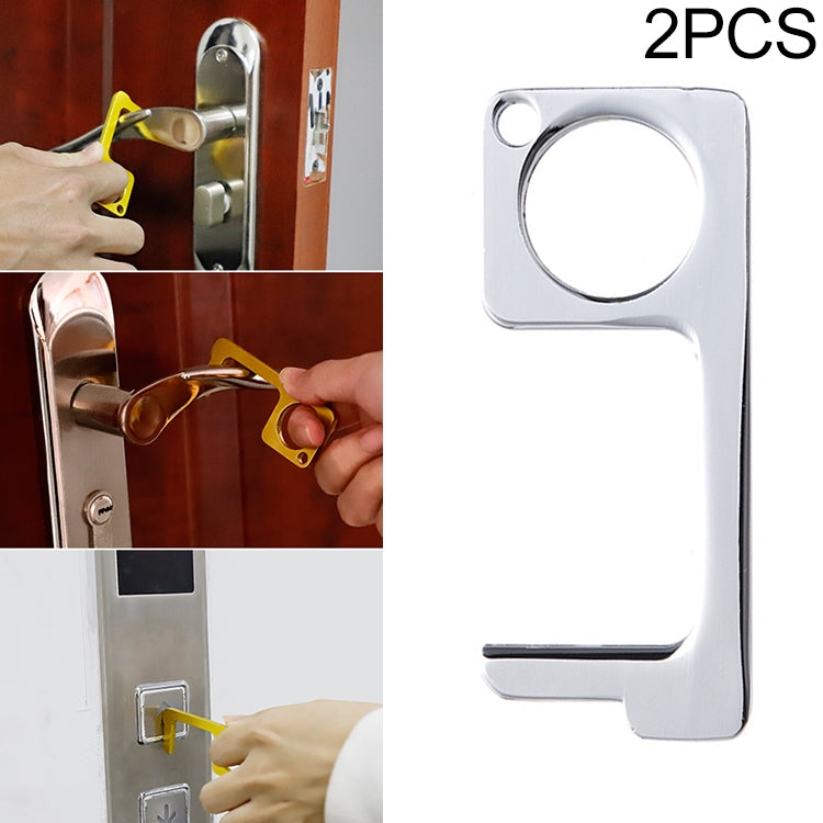2 PCS Portable Quarantine Virus Open Door Press Elevator Key Ring