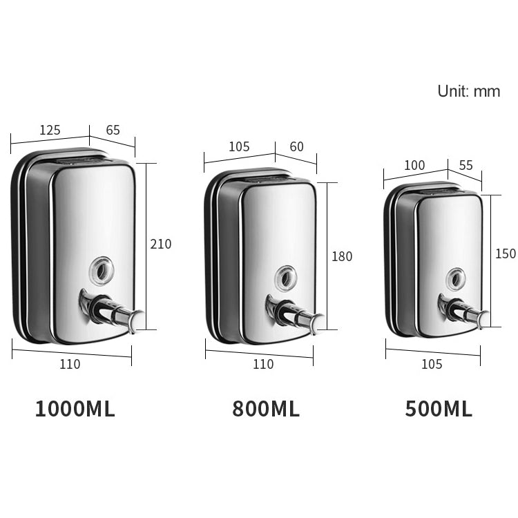 500ml Wall-mounted Press-type 304 Stainless Steel Soap Box Hotel Soap Dispenser