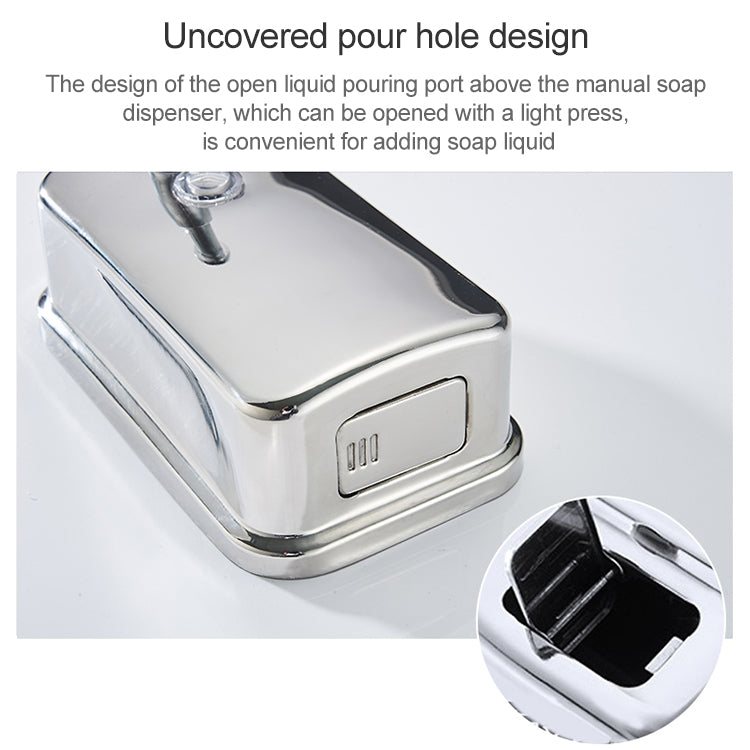 500ml Wall-mounted Press-type 304 Stainless Steel Soap Box Hotel Soap Dispenser
