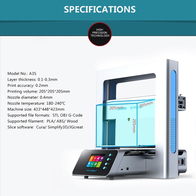 JGAURORA A3S Desktop High Precision Metal Plate Frame Three-Dimensional Physical 3D Printer