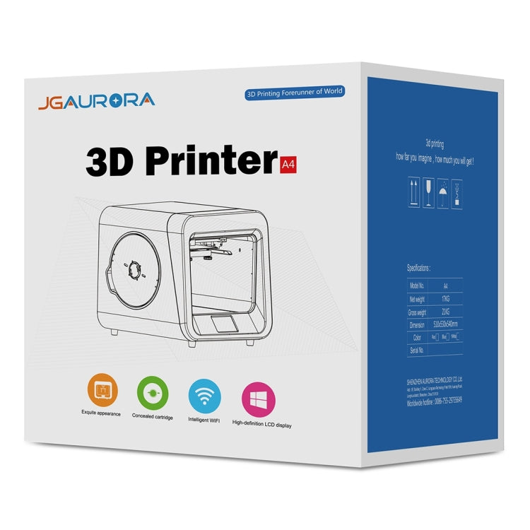 JGAURORA A4 Desktop High Precision Metal Plate + High Injection Molding Frame Three-Dimensional Physical 3D Printer