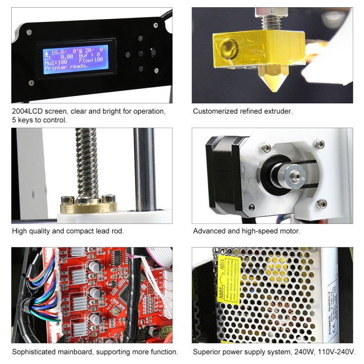 ANET A8 2004 LCD Display Desktop 3D Printer, Support SD Card & Off-line Printing