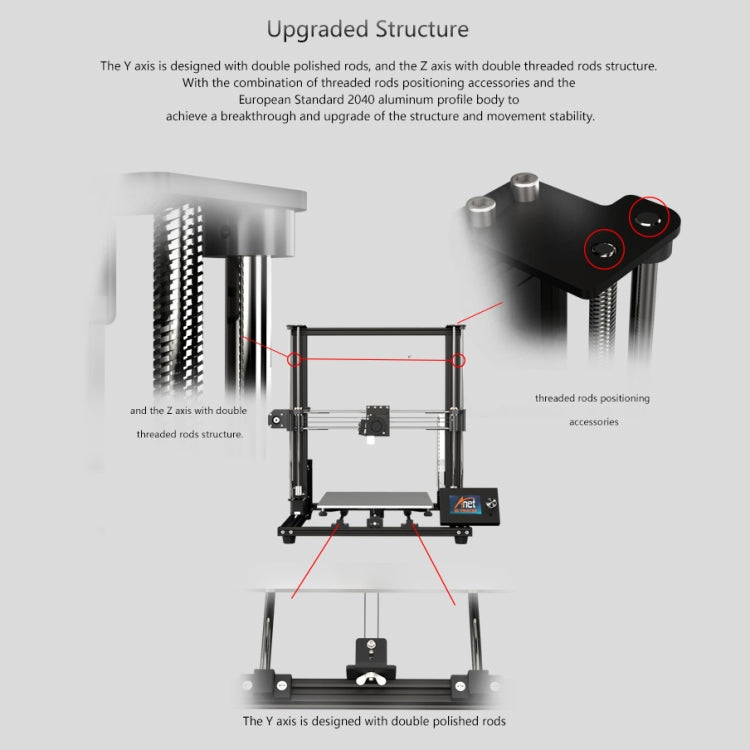 ANET A8 Plus Upgraded Adjustable Desktop 3D Printer, Support DIY & Modular Assembly Method, Printing Size: 30x30x35cm
