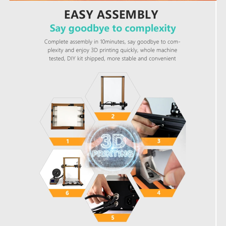 ANET E16 Upgraded Adjustable Desktop 3D Printer, Support TF Card Off-line Printing, Printing Size: 30x30x40cm