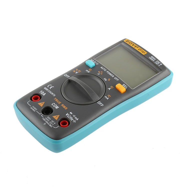 ZOYI ZT101 600V CAT III / 1000V CAT II 6000 Counts Portable Digital Multimeter AC / DC Current Voltage Tester Meter with Back-light LCD Screen & Holder