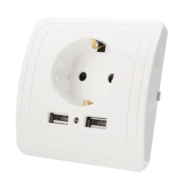 DIXINGE 2A Dual USB Port Wall Charger Adapter 16A EU Plug Socket Power Outlet Panel(White)