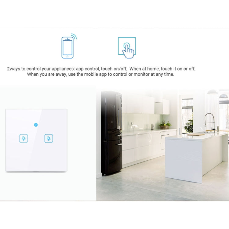 WS-EU-03 EWeLink APP & Touch Control 2A 3 Gangs Tempered Glass Panel Smart Wall Switch, AC 90V-250V, EU Plug