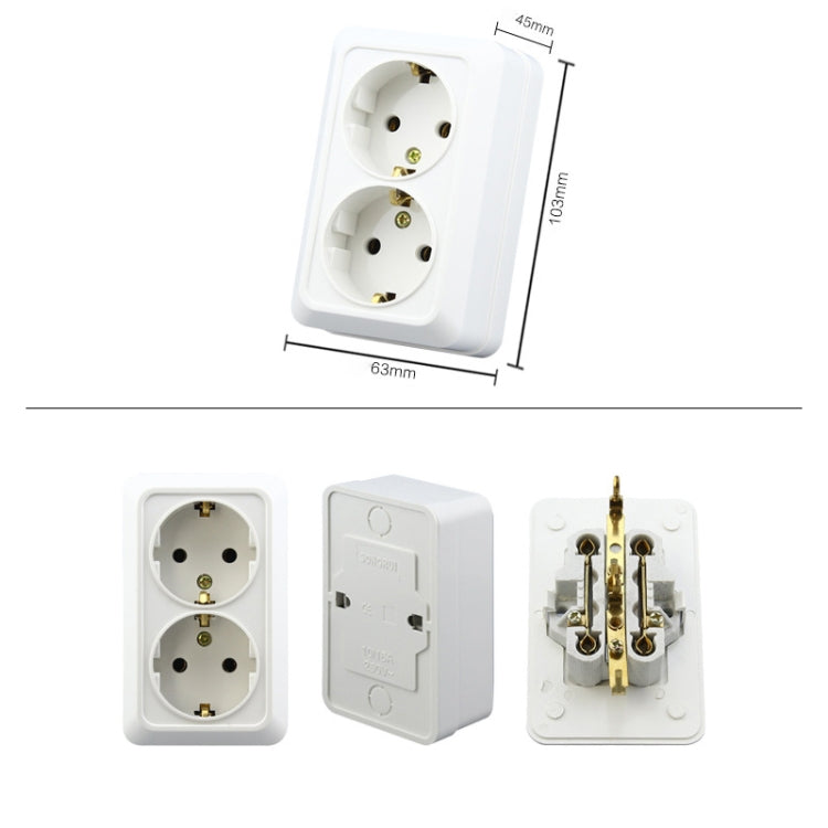 IP44 Wall-mounted Double-connection Socket, EU Plug