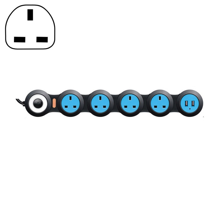 Charging Plug-in Wiring Board Creative Rotary Towline Board 13A Deformed Socket with USB, UK Plug, 5-Bit Socket(Black)