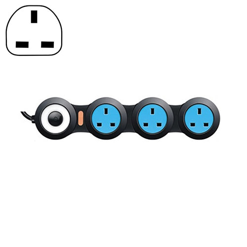 Charging Plug-in Wiring Board Creative Rotary Towline Board 13A Deformed Socket, UK Plug, 3-Bit Socket(Black)