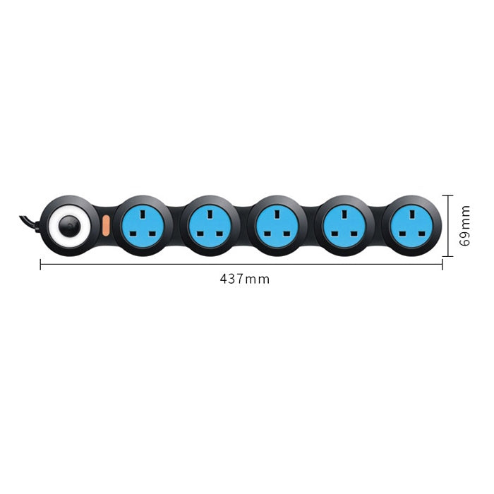 Charging Plug-in Wiring Board Creative Rotary Towline Board 13A Deformed Socket, UK Plug, 5-Bit Socket(Black)