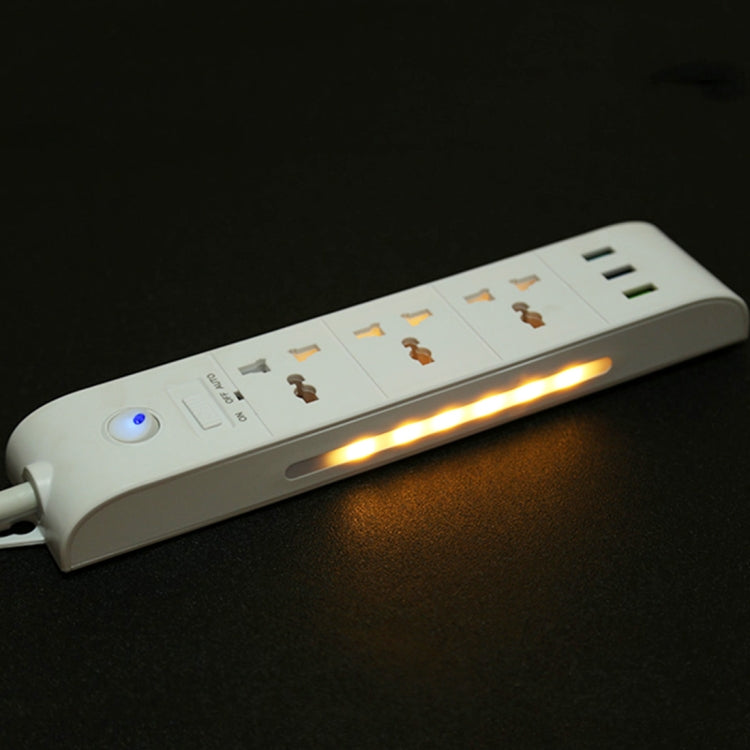 Upei KLHUP02 3 USB Ports 3.1A Total Output Smart Light Lamp Power Socket Adapter Fast Charging Wall Charger, 45mm Large Spacing Jack