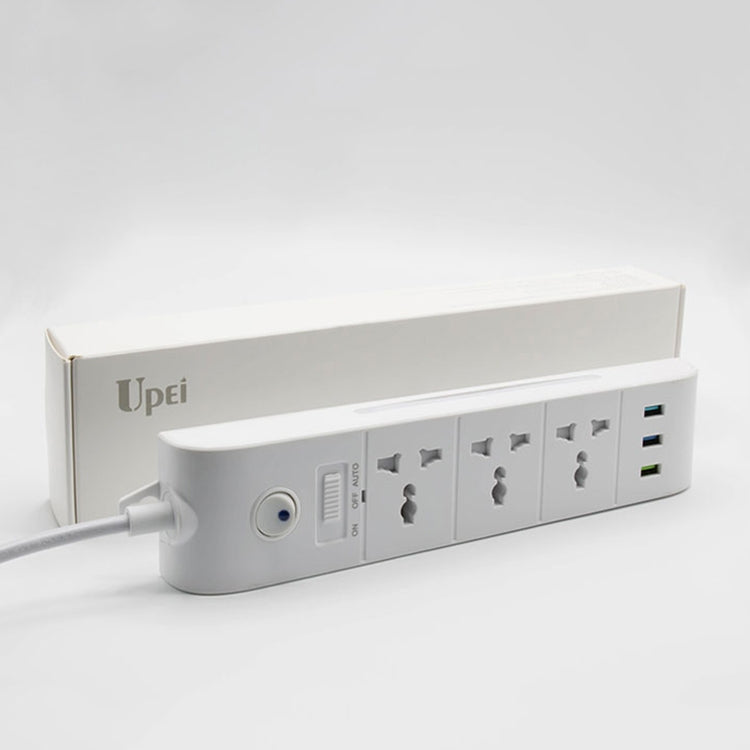 Upei KLHUP02 3 USB Ports 3.1A Total Output Smart Light Lamp Power Socket Adapter Fast Charging Wall Charger, 45mm Large Spacing Jack